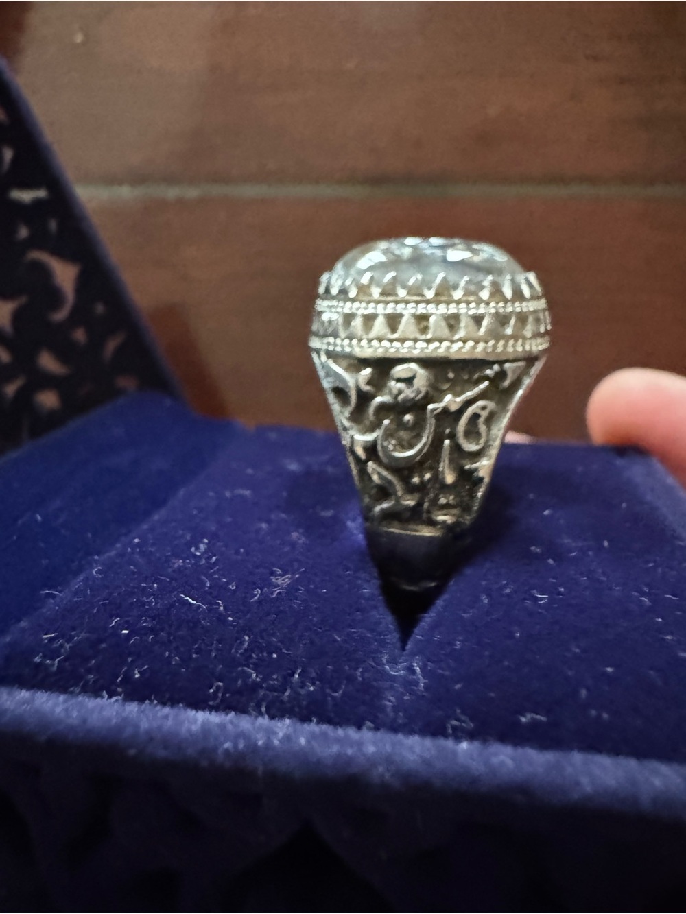 Sterling Silver Men’s Statement Ring with Clear Gemstone